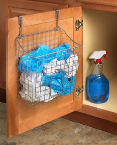 img 1 attached to 🗑️ Spectrum Diversified Grid Trash Bin Plastic Holder - Perfect Under Sink Organizer for Recycling Grocery Bags and Kitchen Storage, X-Large Size, Satin Nickel PC