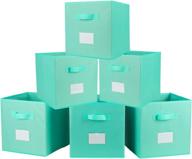 📦 tqvai collapsible storage cubes: 6 pack foldable bins for closet, home & office organization - mint green logo