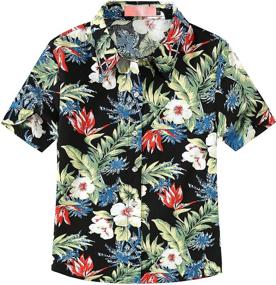 img 4 attached to SSLR Floral Button Sleeve Hawaiian Girls' Clothing in Tops, Tees & Blouses