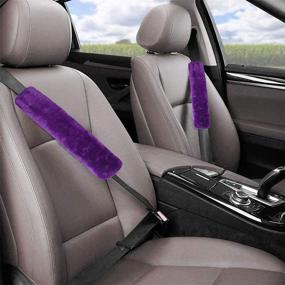 img 2 attached to 🚗 Fochutech 2Pcs Car Soft Plush Seat Belt Shoulder Pad Strap Cover Adjuster Protector - Ultimate Comfort for a Pleasant Drive (Purple)