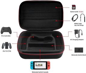 img 3 attached to 🎮 Spacious & Durable Storage Case for Nintendo Switch Console, Accessories, and Game Cards: Travel-Friendly Hardshell Bag with Shoulder Strap