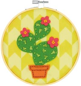 img 3 attached to 🌵 Dazzling Handmade Cactus: Dimensions Needle Crafts 6'' Wool Felt Applique Embroidery Kit