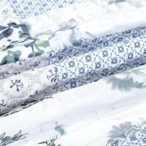 img 2 attached to 🌸 Stunning Blue and White Floral Patchwork Design - Legacy Decor 3 PCS Quilt Bedspread Coverlet for Full Size - Premium Microfiber Material