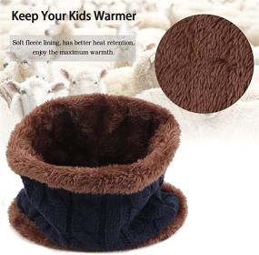img 1 attached to Winter Warm Knit Beanie Hat Cap and Scarf Set with Fleece Lining for Kids Boys and Girls: Ideal Winter Accessories