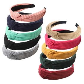 img 4 attached to 👱 Haquno Headbands for Women: 10-Pack Fabric Hair Band Accessories with Elastic Head Wrap – Cute Outdoor Hair Accessories for Women