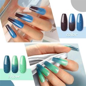 img 2 attached to 💅 6Pcs Color Changing Gel Nail Polish Set | Mood Gel Polish Kit for Fall/Winter | Glitter Red Yellow Blue Green | Long Lasting Gel Nails | Perfect Gift Set for Nails