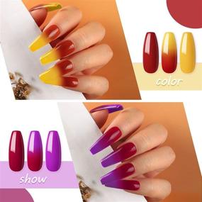 img 3 attached to 💅 6Pcs Color Changing Gel Nail Polish Set | Mood Gel Polish Kit for Fall/Winter | Glitter Red Yellow Blue Green | Long Lasting Gel Nails | Perfect Gift Set for Nails
