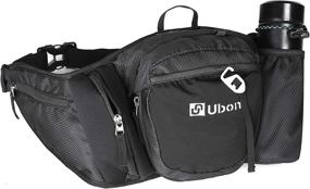 img 4 attached to 👜 Ubon Plus Size Fanny Pack: Large Neoprene Phanny Pack with Water Bottle Holder and Glass Pocket - Black