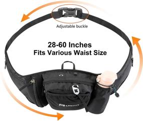 img 1 attached to 👜 Ubon Plus Size Fanny Pack: Large Neoprene Phanny Pack with Water Bottle Holder and Glass Pocket - Black