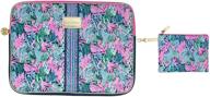 lilly pulitzer soft padded tech sleeve: stylish laptop case with zip pouch for accessories (up to 15 inch), reintroducing the mermaid trend logo