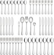 premium 45-piece silverware set - high-quality stainless steel flatware cutlery for home and restaurant, service for 8 with serving utensils - mirror finish, dishwasher safe логотип