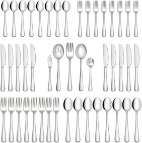 img 4 attached to Premium 45-Piece Silverware Set - High-Quality Stainless Steel Flatware Cutlery for Home and Restaurant, Service for 8 with Serving Utensils - Mirror Finish, Dishwasher Safe