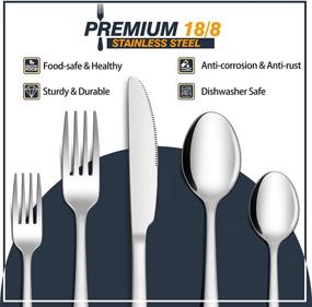 img 1 attached to Premium 45-Piece Silverware Set - High-Quality Stainless Steel Flatware Cutlery for Home and Restaurant, Service for 8 with Serving Utensils - Mirror Finish, Dishwasher Safe