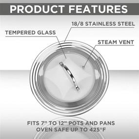 img 3 attached to Versatile Stainless Steel Universal Lid for Pots, Pans, and Skillets - Compatible with 7 In to 12 In Cookware - Premium Replacement Cover for Frying Pans and Cast Iron Skillets