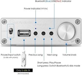 img 3 attached to Усилитель мощности Douk Audio M1 Mini Bluetooth 5.0: Компактный стереоприемник со встроенным USB-проигрывателем (серебристый)