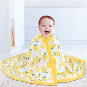 img 2 attached to 🍋 Lemon Bamboo Muslin Swaddle Blanket - 2 Layers, 43x47 Inch - Perfect for Newborn Boys, Girls, and Unisex Babies - Ideal as Baby Stroller and Receiving Blanket