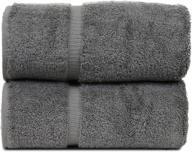🏨 luxury hotel & spa collection: highly absorbent, quick dry turkish cotton towels 700 gsm, eco friendly, dobby border soft bath towel set - 27 x 54 inches, gray (set of 2) logo