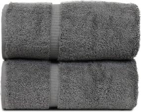img 4 attached to 🏨 Luxury Hotel & Spa Collection: Highly Absorbent, Quick Dry Turkish Cotton Towels 700 GSM, Eco Friendly, Dobby Border Soft Bath Towel Set - 27 X 54 inches, Gray (Set of 2)