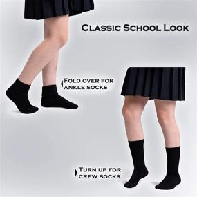 img 1 attached to Silky Toes Turn Cuff Bamboo Socks for School Uniform - Perfect 3 or 6 Pk Triple Roll Dress Crew Socks