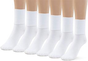 img 3 attached to Silky Toes Turn Cuff Bamboo Socks for School Uniform - Perfect 3 or 6 Pk Triple Roll Dress Crew Socks