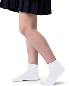 img 4 attached to Silky Toes Turn Cuff Bamboo Socks for School Uniform - Perfect 3 or 6 Pk Triple Roll Dress Crew Socks