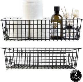 img 3 attached to 🧺 Farmhouse Metal Wire Rustic Toilet Paper Basket, Set of 2 Wire Storage Baskets, Food Organizer Bins with Handles for Kitchen Cabinets, Pantry, Closets, Bedrooms, Bathrooms, Office, Garage - Black