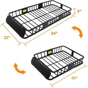 img 2 attached to 🚗 Black Car Roof Rack Cargo Carrier Rooftop Basket Luggage 64"x23"x6" - Ideal for Traveling