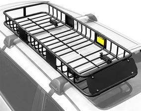 img 4 attached to 🚗 Black Car Roof Rack Cargo Carrier Rooftop Basket Luggage 64"x23"x6" - Ideal for Traveling