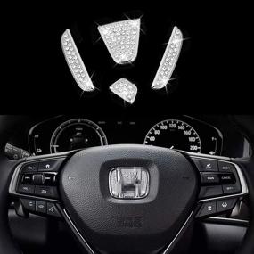 img 4 attached to Sparkling Honda Steering Wheel Logo Caps: DIY Crystal Accessories for Women - Civic, Accord, Pilot, and More (2013-2020)