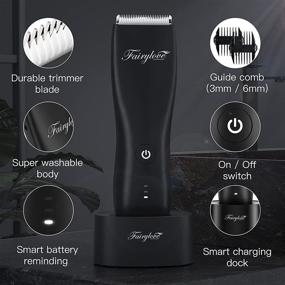 img 1 attached to 🔌 High-Powered Men's Electric Groin Hair Trimmer - IPX7 Waterproof Wet/Dry Grooming Tool with Replaceable Ceramic Blade Heads, Rechargeable Dock, Perfect Gift for Male Shaving
