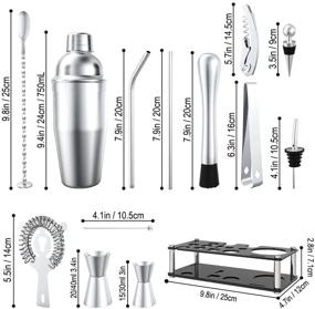 img 3 attached to 🍸 25 PCS Stainless Steel Cocktail Shaker Set with Stand: Complete Bartender Kit, Recipes Booklet, and Professional Tools