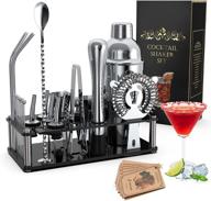 🍸 25 pcs stainless steel cocktail shaker set with stand: complete bartender kit, recipes booklet, and professional tools logo