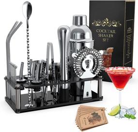 img 4 attached to 🍸 25 PCS Stainless Steel Cocktail Shaker Set with Stand: Complete Bartender Kit, Recipes Booklet, and Professional Tools