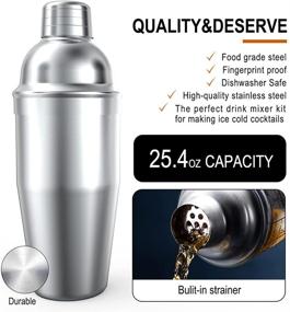 img 2 attached to 🍸 25 PCS Stainless Steel Cocktail Shaker Set with Stand: Complete Bartender Kit, Recipes Booklet, and Professional Tools