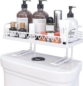 img 4 attached to Efficient Over-the-Toilet Storage Shelf with Adhesive Base - White Bathroom Organizer for Space-saving and Easy Organization