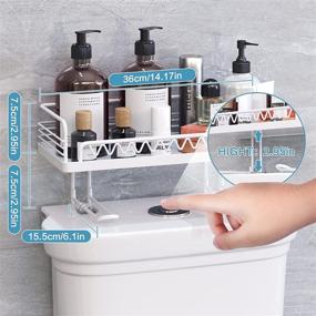 img 1 attached to Efficient Over-the-Toilet Storage Shelf with Adhesive Base - White Bathroom Organizer for Space-saving and Easy Organization