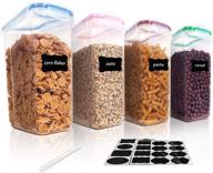 🥣 vtopmart cereal storage container set: bpa free, airtight, 135.2 fl oz containers for cereal, snacks, and sugar – 4 piece set with chalkboard labels logo