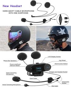 img 2 attached to 🏍️ Waterproof Motorcycle Bluetooth Headset TCOM-SC Intercom, 2624ft Range, Pairing for 3 Riders, 2 Riders Intercom, LCD Display, Full-face Helmet and Flip-up Helmet Support (2Pack)