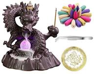 omme dragon backflow incense burner holder, antique ceramic aromatherapy ornament for home décor, yoga, with 20 upgraded incense cones (led dragon) логотип