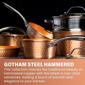 img 1 attached to 🍳 Discover the Ultimate Gotham Steel Hammered Copper Cookware & Bakeware Set - 20 Pieces with Nonstick Copper Coating: Skillets, Stock Pots, Fry Basket, Cookie Sheet and Baking Pans Included!