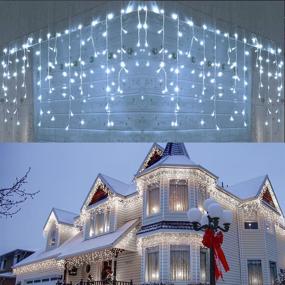 img 4 attached to 🎄 400 LED 39.4Ft 8 Modes Waterproof Outdoor Icicle Christmas Lights - iBaycon LED Icicle Lights with 80 Drops, Connectable String Lights for Holiday, Christmas, Wedding Decorations (White)