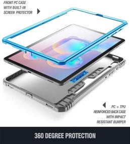 img 2 attached to Poetic Galaxy Tab S6 Case: Full-Body Shockproof Cover with Kickstand, Built-in Screen Protector - Blue (2019 Release)