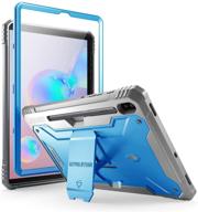 poetic galaxy tab s6 case: full-body shockproof cover with kickstand, built-in screen protector - blue (2019 release) logo