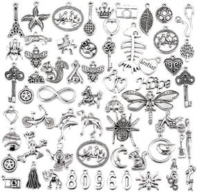 img 1 attached to 💎 100g Mixed Smooth Tibetan Silver Alloy Small Pendants Charms for DIY Necklace Bracelet Earring Jewelry Making - Craft Supplies for Enhanced SEO