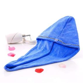 img 1 attached to 💙 LayYun Hair Towel Wrap for Women, Pack of 3 Microfiber Super Absorbent Quick Dry Hair Turbans for Drying Curly, Long & Thick Hair (Blue)