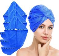 💙 layyun hair towel wrap for women, pack of 3 microfiber super absorbent quick dry hair turbans for drying curly, long & thick hair (blue) logo