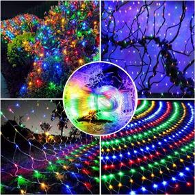 img 3 attached to 🎃 Malgero Mesh Net Christmas Outdoor Lights: Multicolor Solar Powered 264LED String Lights for Halloween, Party, Patio, Garden - 8 Modes, 9.8FtX6.6Ft Bush Tree Wrap Decor