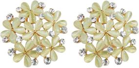 img 3 attached to Exquisite Navachi 18k Gold Plated Multicolor Created-Opal White Crystal Flower Omega Back Stud Earrings - A Perfect Blend of Elegance and Style