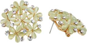 img 1 attached to Exquisite Navachi 18k Gold Plated Multicolor Created-Opal White Crystal Flower Omega Back Stud Earrings - A Perfect Blend of Elegance and Style