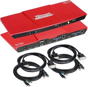 img 4 attached to 🔴 TESmart 2 Портовый KVM-переключатель с двумя портами HDMI и двумя портами VGA - Улучшенный KVM-переключатель 4K@60Hz HDMI со звуковым входом и выходом, а также бонусом в виде кабелей KVM и VGA (красный)